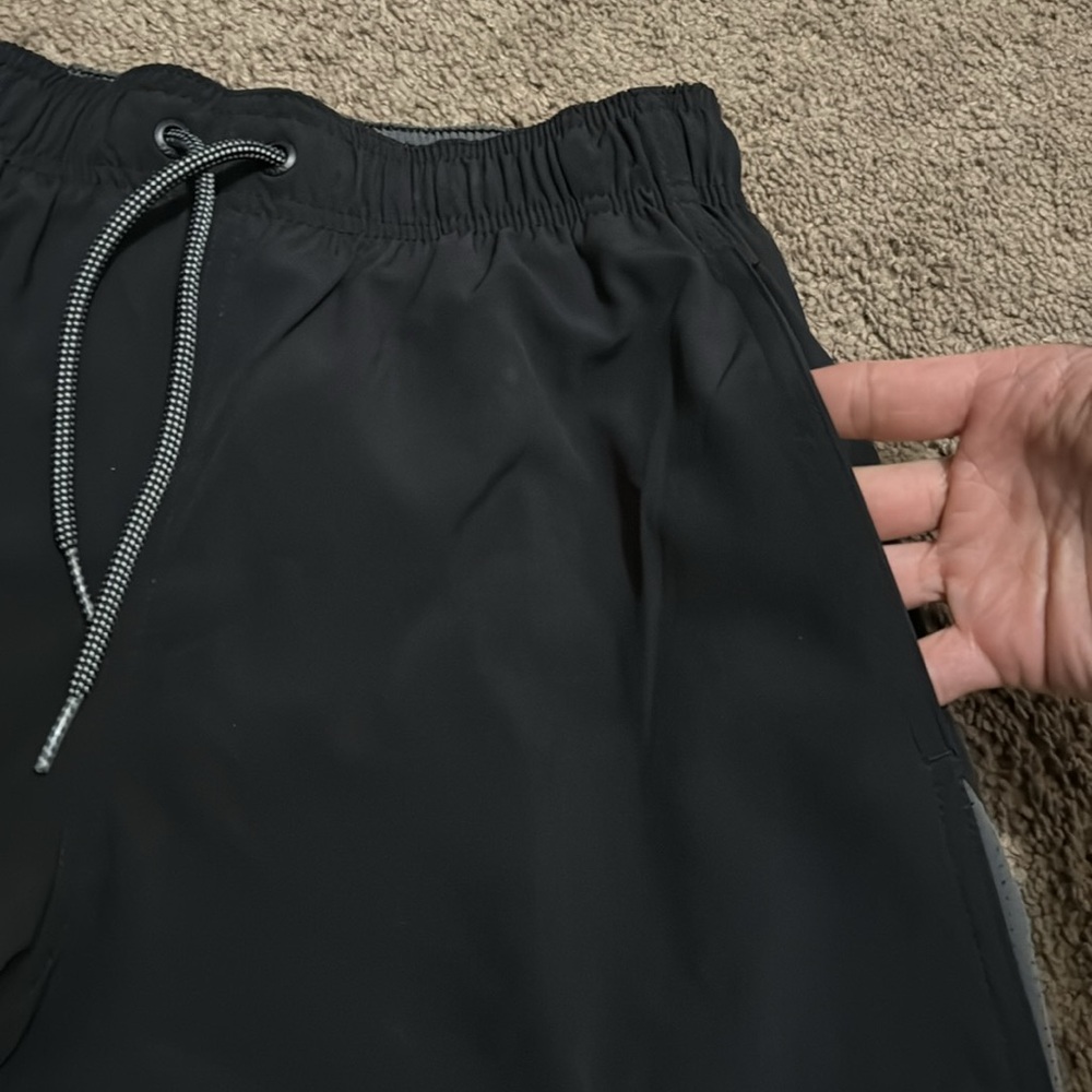 Men’s Sz S Nike Swim Trunks-Black with Gray Accents-Liner-Pockets-Drawstring - Picture 6 of 12